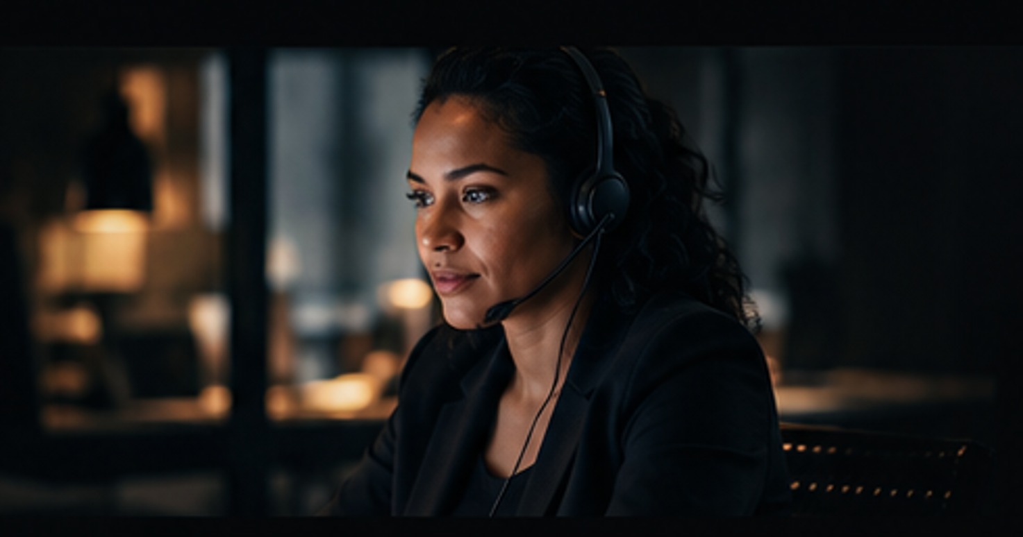 Remote support professional working from a modern managed workspace